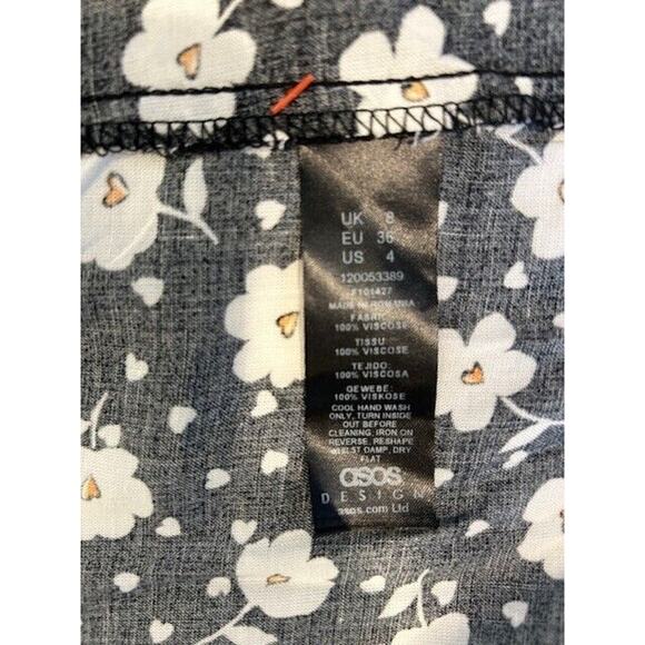 ASOS DESIGN puff sleeve ruched bust Midi split dress in floral and heart Size 4 - Picture 7 of 10